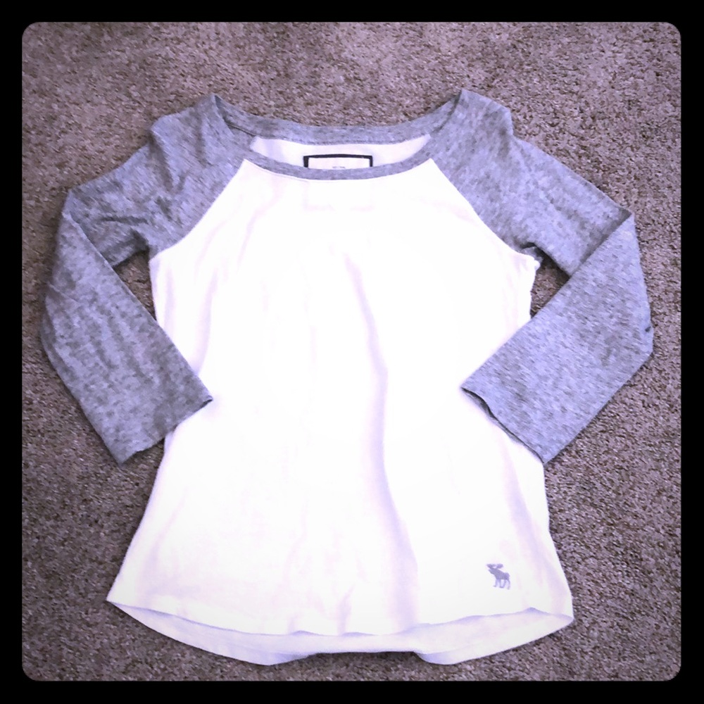 White $ Grey Abercrombie & Fitch 3/4 Baseball Tee